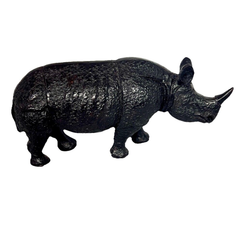 Black Rhinoceros Figurine Resin 3" high 7" long